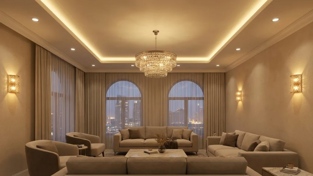 Ambient lighting Dubai living room design