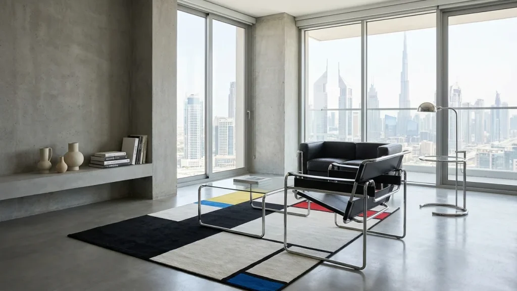 Bauhaus style interior Dubai with clean lines