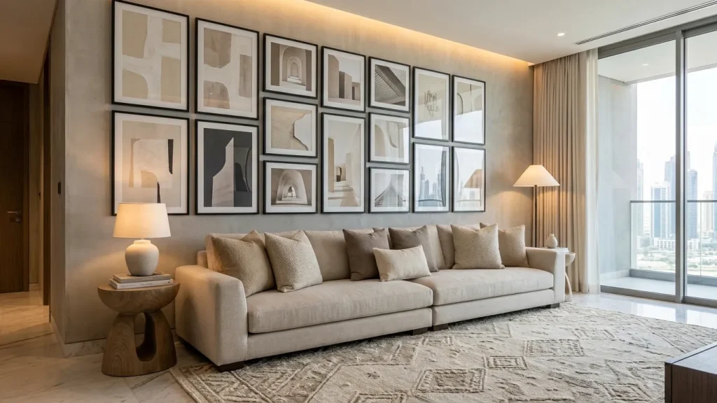 How to hang wall art in Dubai home interiors