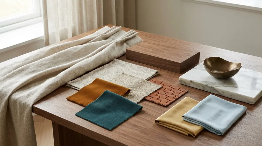 Interior design fabrics Dubai with colors and textures