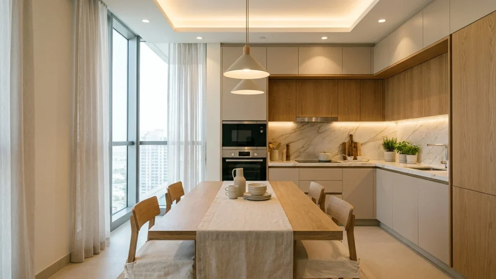 Kitchen color palette and textiles for Dubai interiors